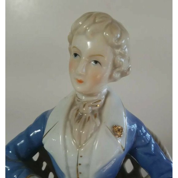 Vintage Lenwile ARDALT JAPAN COLONIAL FIGURINES Man in Wicker Chair 7.5" tall - Picture 10 of 12